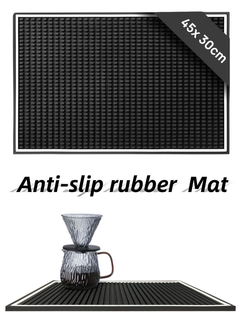 Brutelle Drying Coffee Rubber Service Mat 45x30cm Countertop Coffee Mat with White Border Beverage Mat Placemat Rubber Anti-Spill Non-Slip Coffee Mat Serving Mat for Coffee Bar Restaurant Countertop  - Image 2