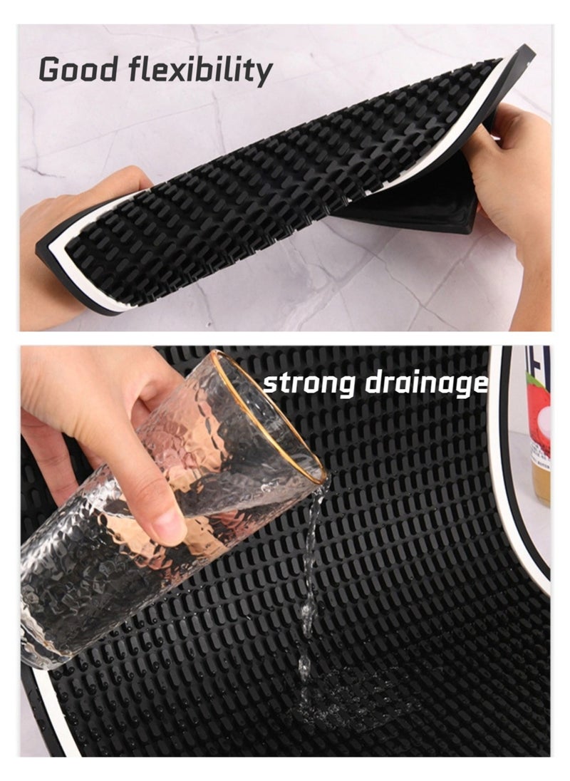 Brutelle Drying Coffee Rubber Service Mat 45x30cm Countertop Coffee Mat with White Border Beverage Mat Placemat Rubber Anti-Spill Non-Slip Coffee Mat Serving Mat for Coffee Bar Restaurant Countertop  - Image 4