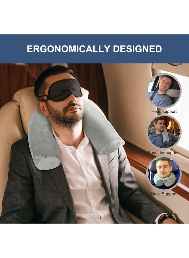 وسادة رول زرقاء قابلة للتعديل والثني - دعامة عنق خفيفة مرنة للسفر في الطائرة والسيارة - Image 2