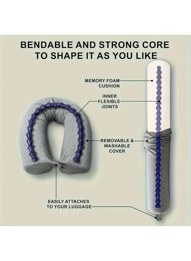 وسادة رول زرقاء قابلة للتعديل والثني - دعامة عنق خفيفة مرنة للسفر في الطائرة والسيارة - Image 5