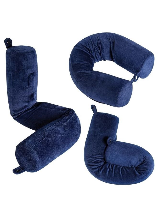 وسادة رول زرقاء قابلة للتعديل والثني - دعامة عنق خفيفة مرنة للسفر في الطائرة والسيارة - Image 1