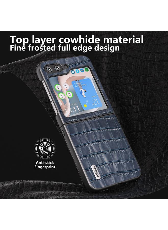 S-TOP Case For Samsung Galaxy Z Flip6 ABEEL Crocodile Texture Genuine Leather Phone Case - Image 4