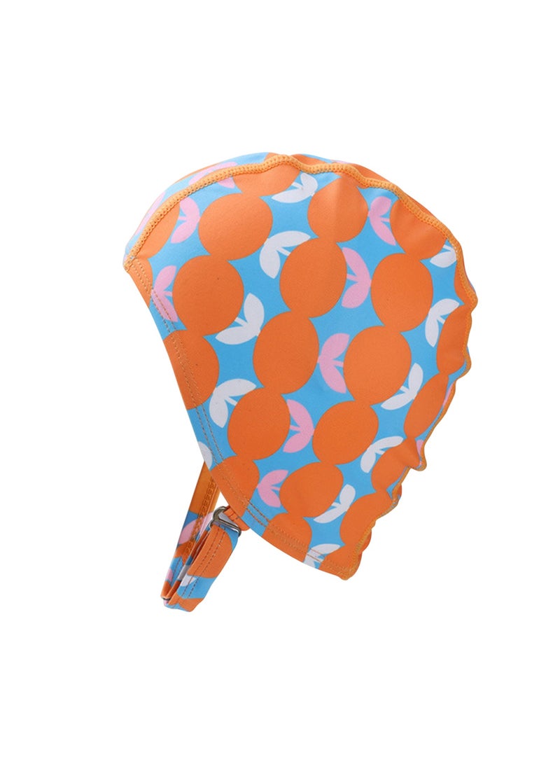 Generic Striped printed swimming cap cartoon cute ear protection swimming cap fashionable long hair women's adult swimming cap  - Image 1
