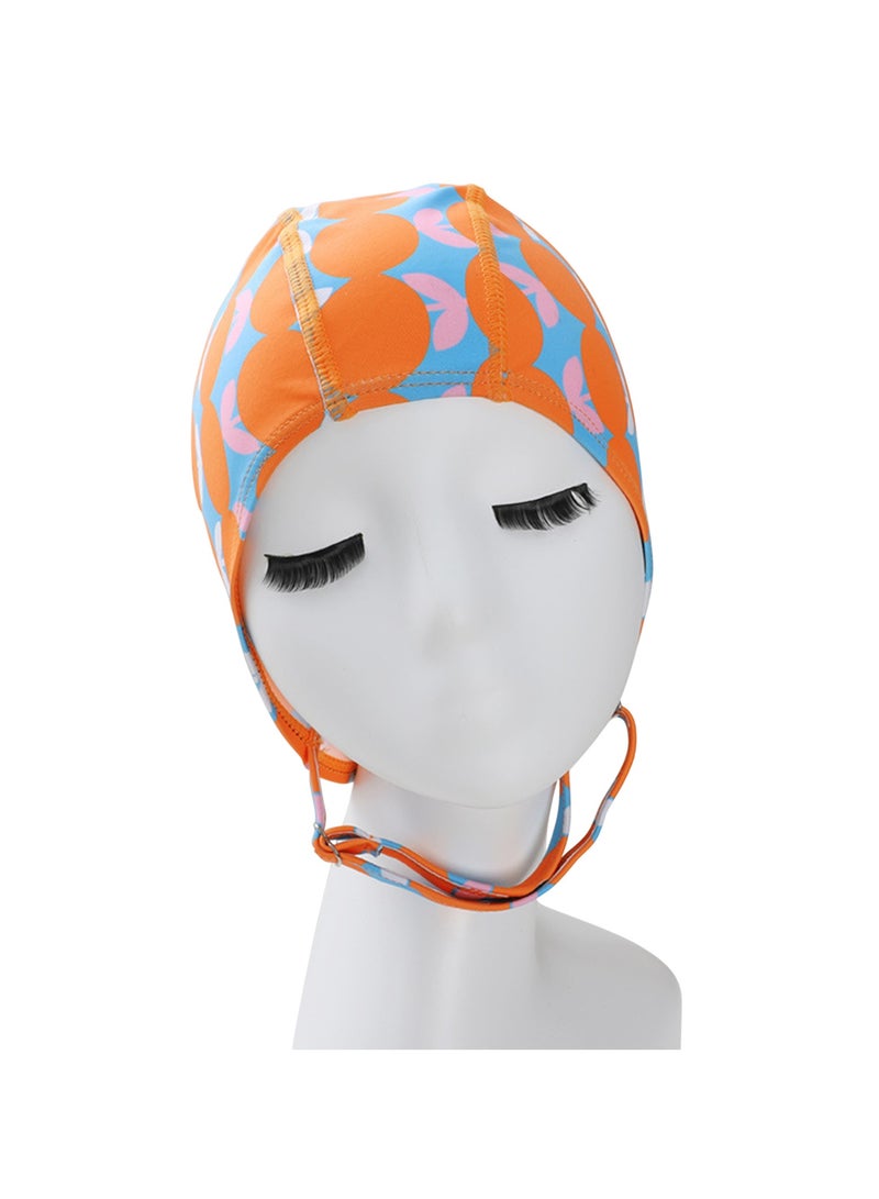 Generic Striped printed swimming cap cartoon cute ear protection swimming cap fashionable long hair women's adult swimming cap  - Image 2