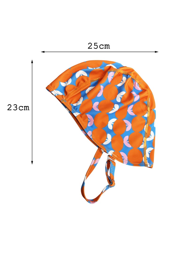 Generic Striped printed swimming cap cartoon cute ear protection swimming cap fashionable long hair women's adult swimming cap  - Image 3