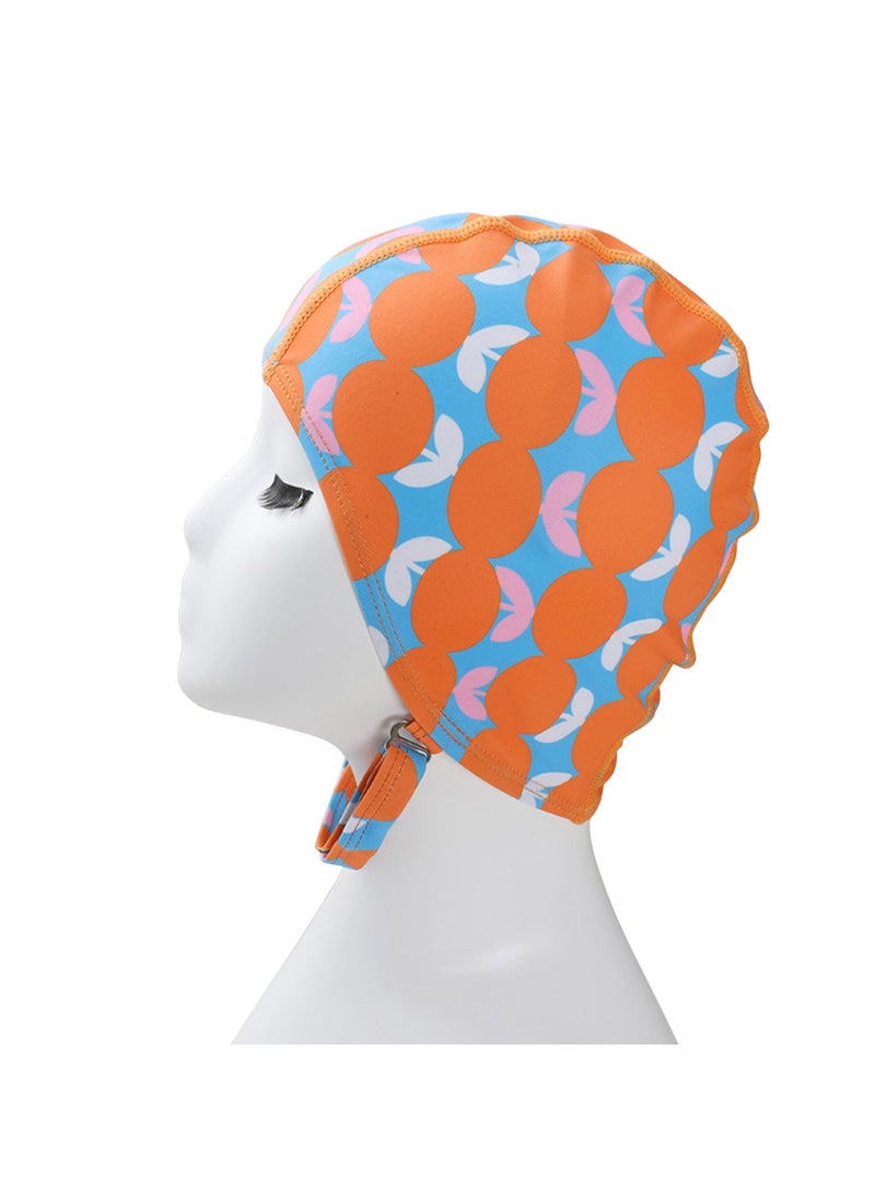 Generic Striped printed swimming cap cartoon cute ear protection swimming cap fashionable long hair women's adult swimming cap  - Image 4