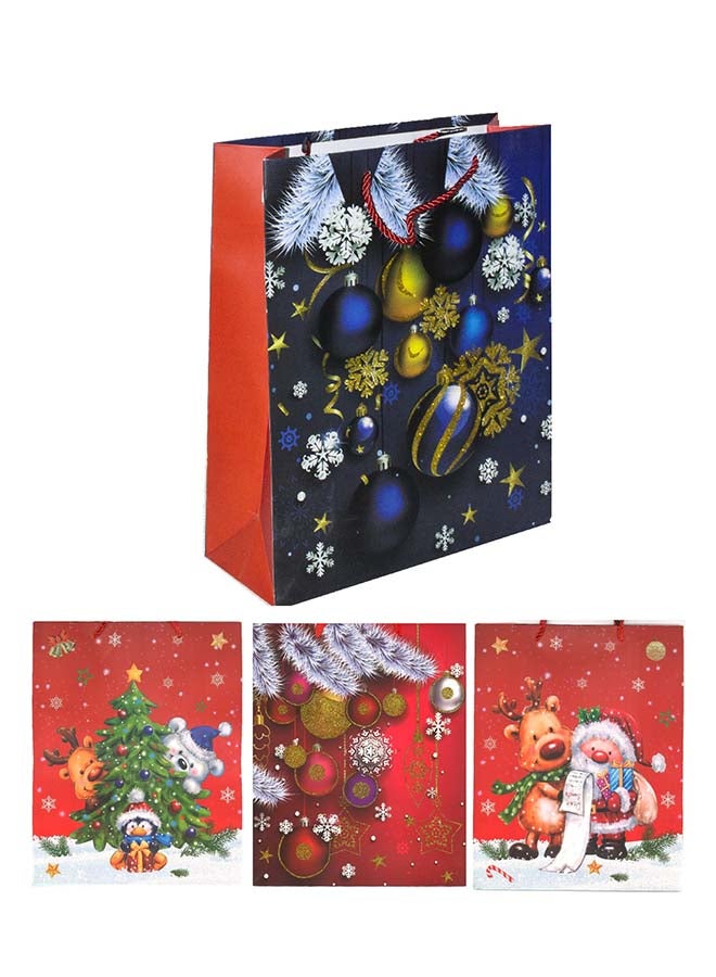 4-Piece Gift Bag For Christmas 26X10X32Cm Size Assorted Designs - Image 1