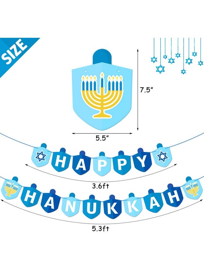 Bessmoso - Hanukkah Decorations Party Banner Holiday Party Dreidel Garland Chanukah Festival Day Supplies Blue Illumination Party Family Gathering Decorations - Image 1