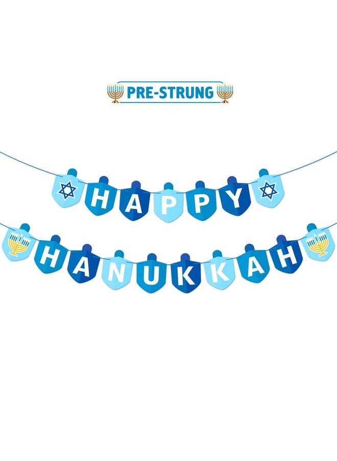 Bessmoso - Hanukkah Decorations Party Banner Holiday Party Dreidel Garland Chanukah Festival Day Supplies Blue Illumination Party Family Gathering Decorations - Image 1
