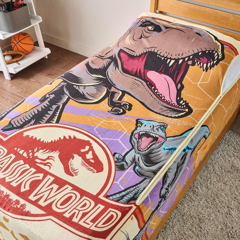 Bleacher Creatures ZippySack Twin Bed Zip-Up Bedding – Super Soft Fleece Fitted Blanket with Side Pocket & Durable Zipper – Easy Bed-Making for Kids (Jurassic) - Image 1
