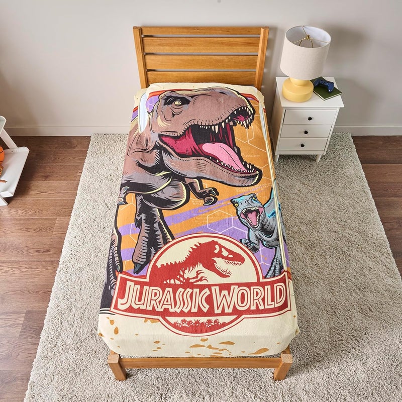 Bleacher Creatures ZippySack Twin Bed Zip-Up Bedding – Super Soft Fleece Fitted Blanket with Side Pocket & Durable Zipper – Easy Bed-Making for Kids (Jurassic) - Image 2