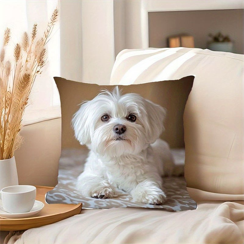 Maltese Dog Farting Pillow 16x16 Inch Soft Polyester Plush Machine Washable Living Room Decor - Image 3