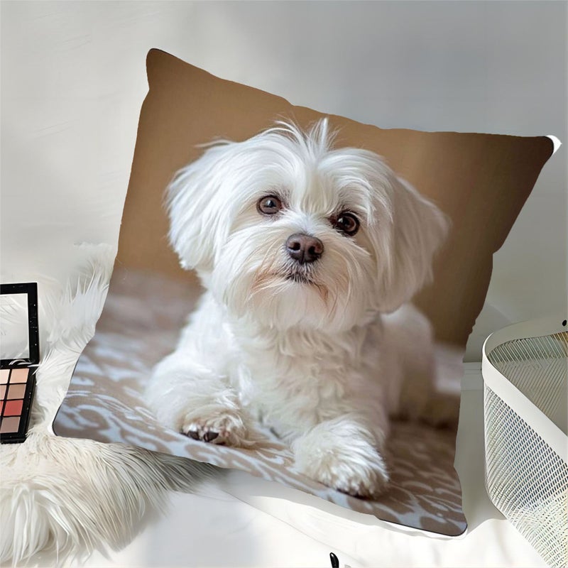 Maltese Dog Farting Pillow 16x16 Inch Soft Polyester Plush Machine Washable Living Room Decor - Image 4