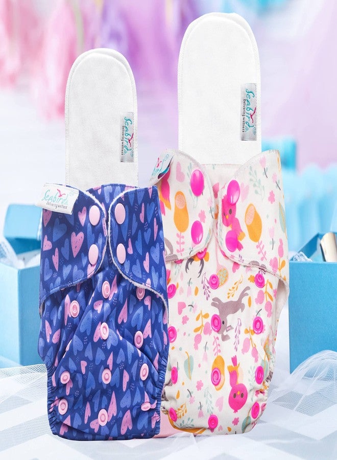 Seabird Premium Cotton Baby Reusable Diaper With Waterproof High Absorbing Layers Insert/Pad Combo Pack Of 2 - Image 1