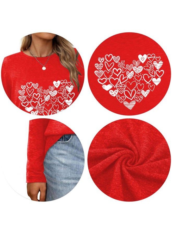Grezea Women's Valentine's Day Shirt:Heart Love Valentines Long Sleeve Shirts Funny Valentine's Day Tee Tops, Red2, M - Image 5