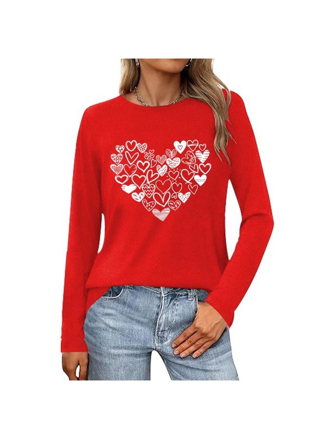Grezea Women's Valentine's Day Shirt:Heart Love Valentines Long Sleeve Shirts Funny Valentine's Day Tee Tops, Red2, M - Image 1