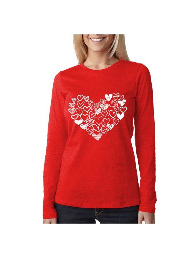 Grezea Women's Valentine's Day Shirt:Heart Love Valentines Long Sleeve Shirts Funny Valentine's Day Tee Tops, Red2, M - Image 4