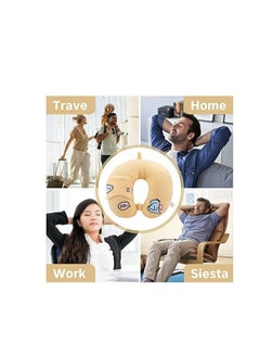 Excefore Travel Pillow, Portable Rest Reading Sleeping Pillow with Sleeping Eye Cover, Suitable for Traveling, Camping, Airplane, Nap (Yellow)  - Image 3