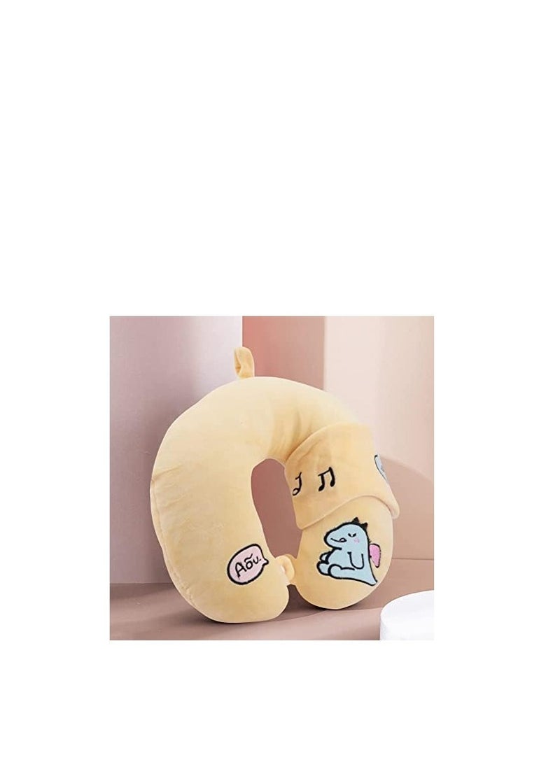 Excefore - Travel Pillow, Portable Rest Reading Sleeping Pillow with Sleeping Eye Cover, Suitable for Traveling, Camping, Airplane, Nap (Yellow) - Image 1