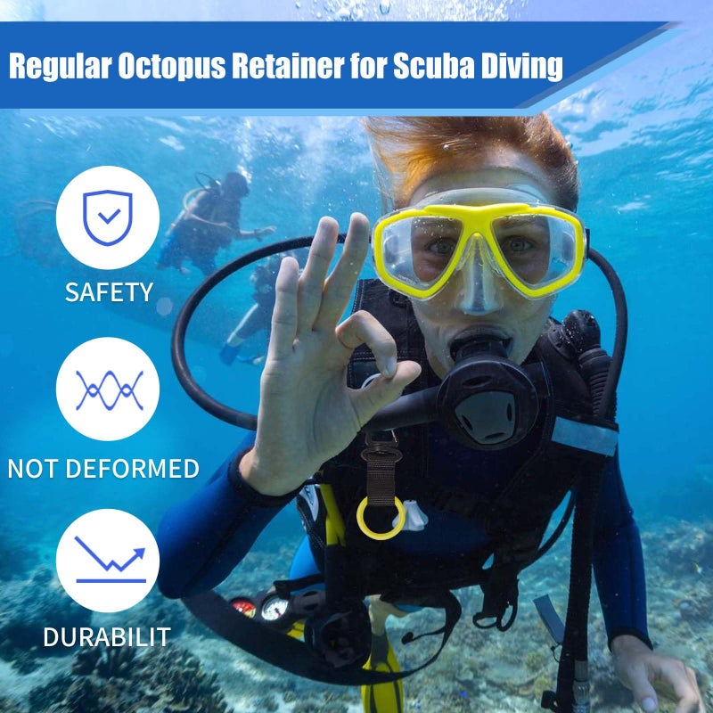 JUSTOOP Scuba Octopus Mouthpiece Holder,Silicone Octopus Holder for Scuba Diving 0cto Mouthpiece Keeper for 2nd Stage Regulator Octopus Retainer with Spring Clip,2 PCS,Yellow - Image 5