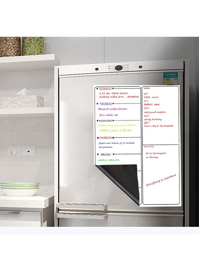 Erasable Magnetic Refrigerator Weekly Schedule, Easy To Write Markings, Complimentary Red, Blue, And Black 3-Color Pens+Bone Plate - Image 3