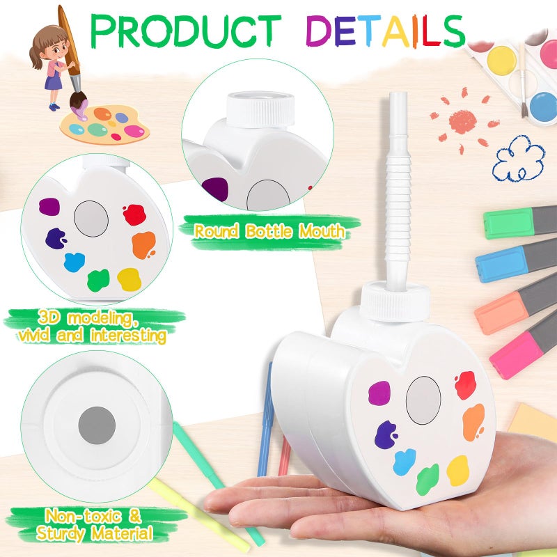 Sratte 12 Pieces Art Themed Party Supplies, Paint Party Gift Favor, 10 oz Plastic Painting Palette Shape Cups with Straws and Lids Bulk for Birthday Baby Shower Decoration - Image 3