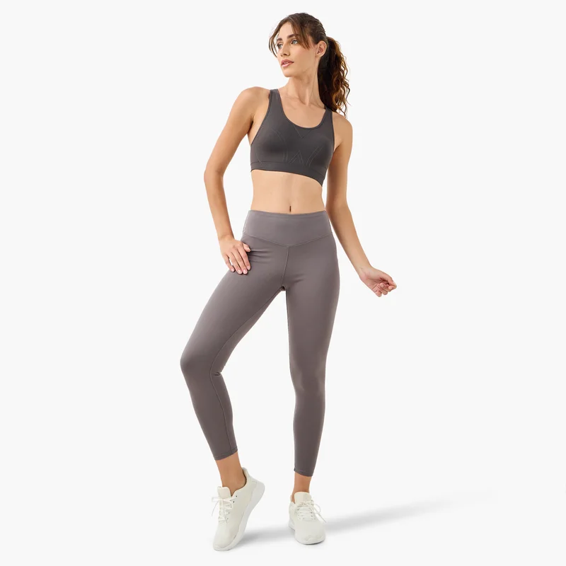 ADOT by Splash Textured Racerback Sports Bra with Scoop Neck