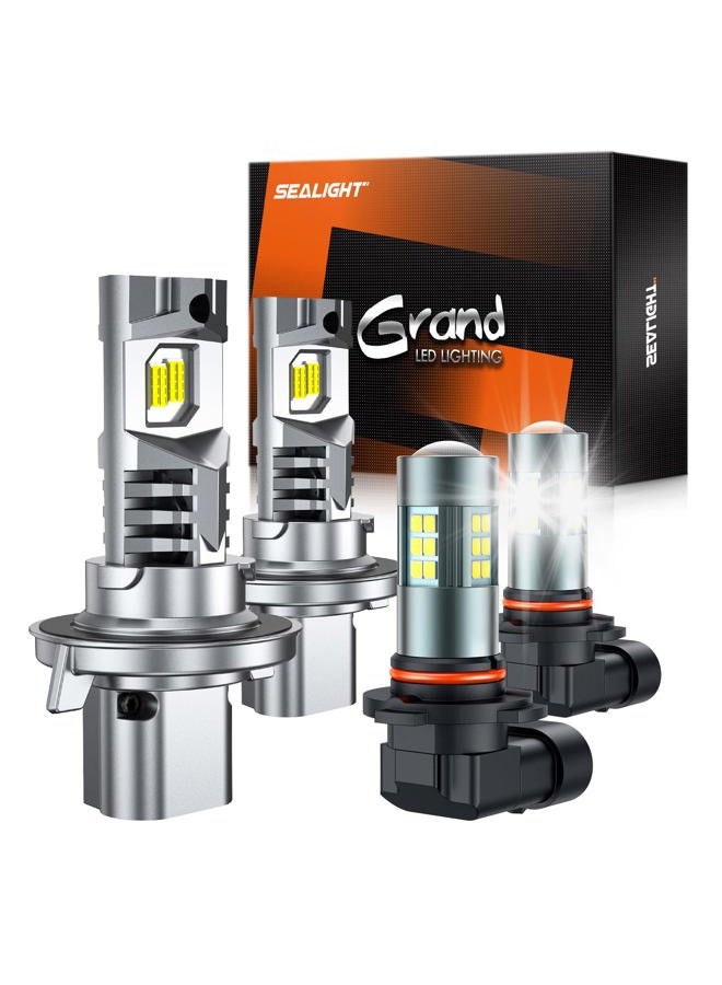 SEALIGHT H13 H10 LED Fog Light Bulbs Combo, Upgraded 42000LM Have Single Copper Tube with 14000RPM Cooling Fan, H13 and 9140/9145 Led Fog Light Bulbs for Cars, 1:1 Design, Pack of 4 - Image 1