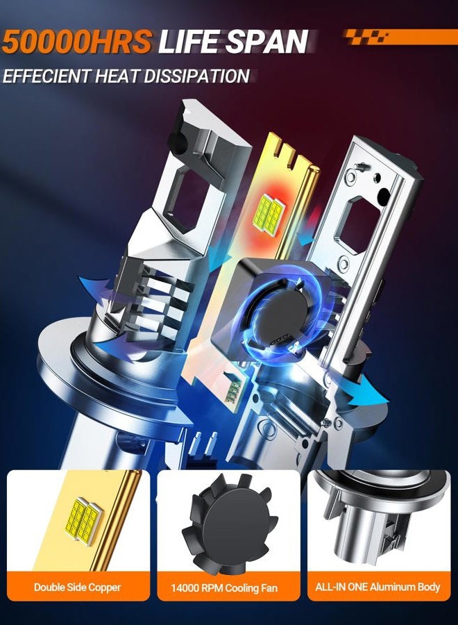 SEALIGHT H13 H10 LED Fog Light Bulbs Combo, Upgraded 42000LM Have Single Copper Tube with 14000RPM Cooling Fan, H13 and 9140/9145 Led Fog Light Bulbs for Cars, 1:1 Design, Pack of 4 - Image 2