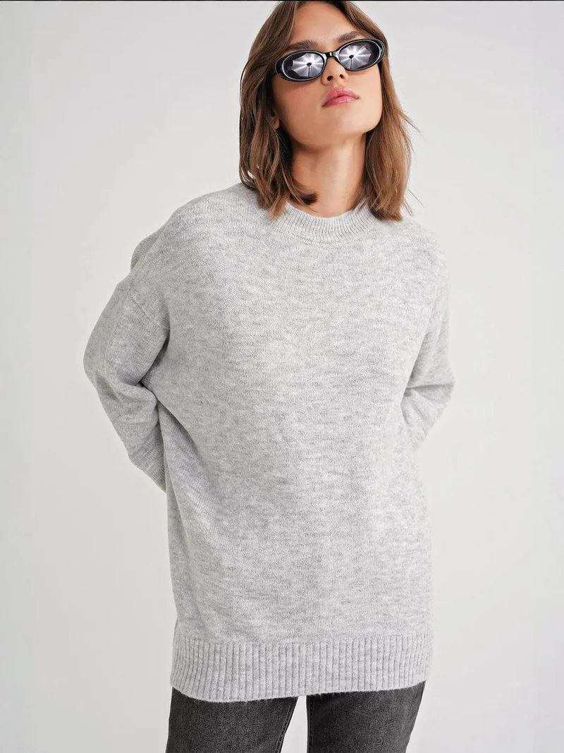 Mixray Grey Mixray Oversized Knitwear Sweater for Women | Best Price UAE