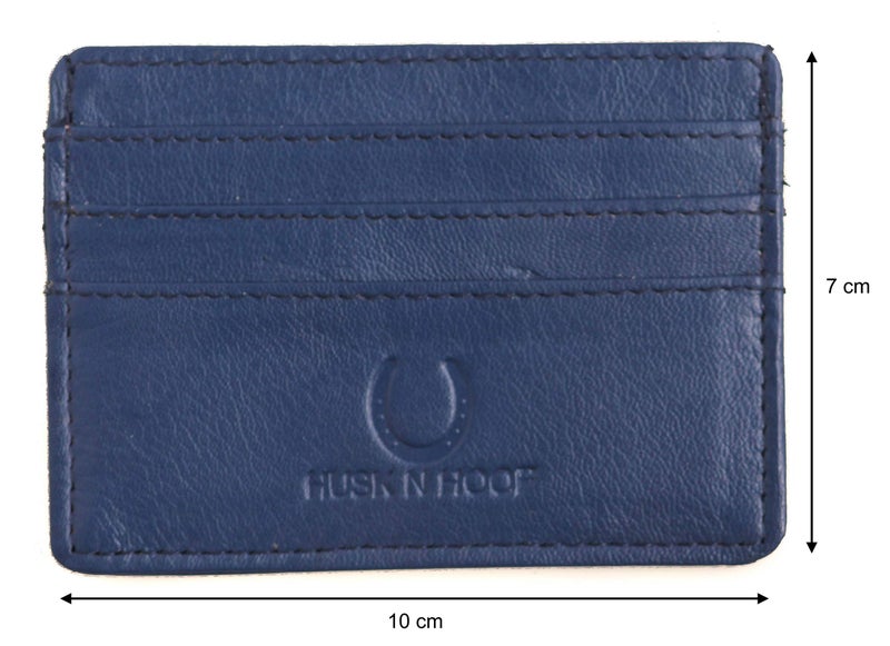 Husk N Hoof RFID Protected Leather Slim Credit Card Holder Wallet for Man Women | Card Holder for Men Woman | Navy Blue - Image 5
