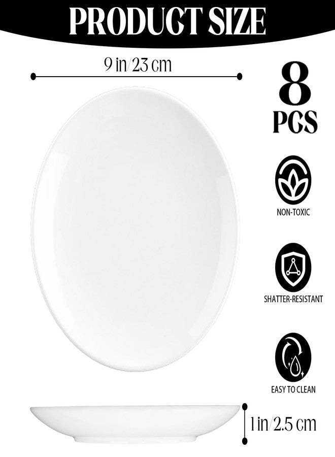 Coobbar Melamine Dinner Plates Set - 8 Pcs Break-Resistant White Melamine Salad Plates, Shatterproof Dinnerware for Indoor & Outdoor Use, Lightweight, Stackable & Dishwasher Safe (9 Inches) - Image 2