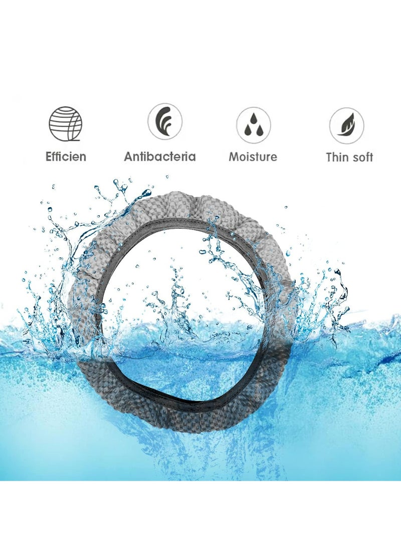 CMGTYYD Universal Elastic Stretch Steering Wheel Cover, Car Steering Wheel Cover, 15 inch Microfiber Breathable Anti-Slip, Odorless Easy Carry for Auto Truck Van SUV (Grey)  - Image 3
