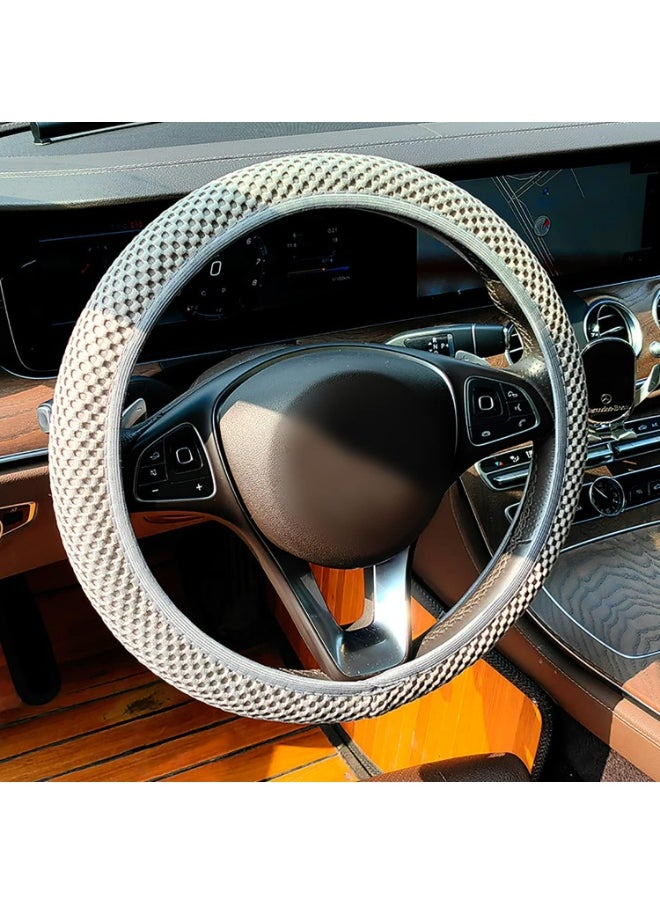 CMGTYYD Universal Elastic Stretch Steering Wheel Cover, Car Steering Wheel Cover, 15 inch Microfiber Breathable Anti-Slip, Odorless Easy Carry for Auto Truck Van SUV (Grey)  - Image 2