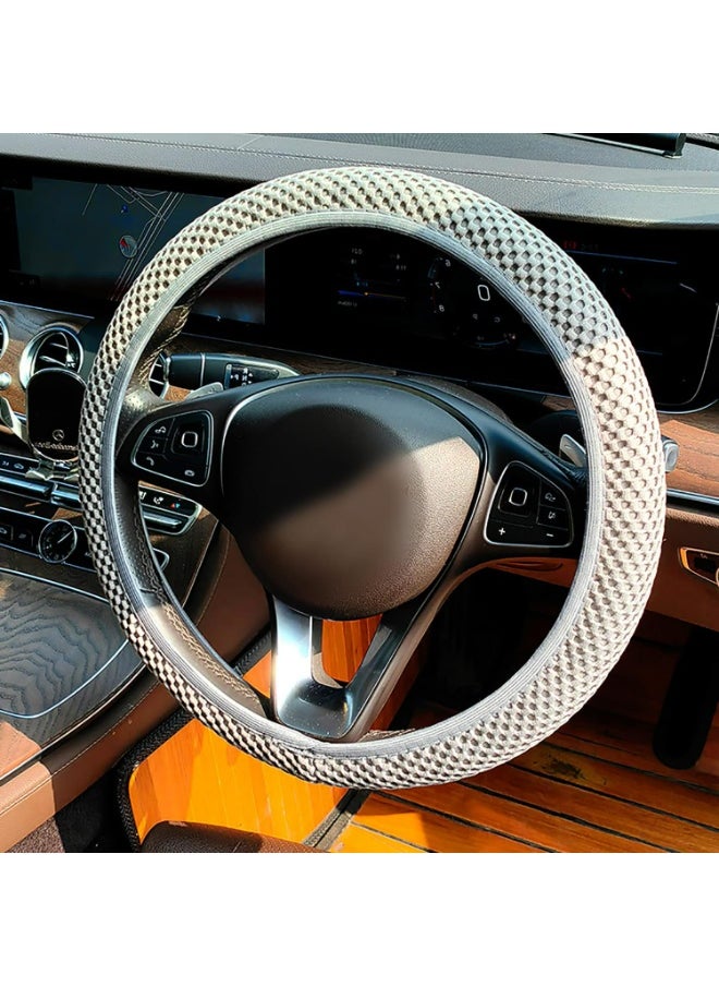 CMGTYYD Universal Elastic Stretch Steering Wheel Cover, Car Steering Wheel Cover, 15 inch Microfiber Breathable Anti-Slip, Odorless Easy Carry for Auto Truck Van SUV (Grey)  - Image 1