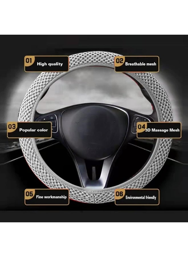 CMGTYYD Universal Elastic Stretch Steering Wheel Cover, Car Steering Wheel Cover, 15 inch Microfiber Breathable Anti-Slip, Odorless Easy Carry for Auto Truck Van SUV (Grey)  - Image 5