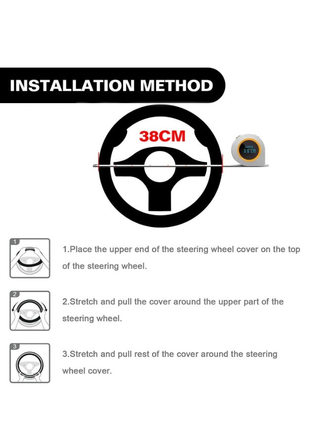 CMGTYYD Universal Elastic Stretch Steering Wheel Cover, Car Steering Wheel Cover, 15 inch Microfiber Breathable Anti-Slip, Odorless Easy Carry for Auto Truck Van SUV (Grey)  - Image 4