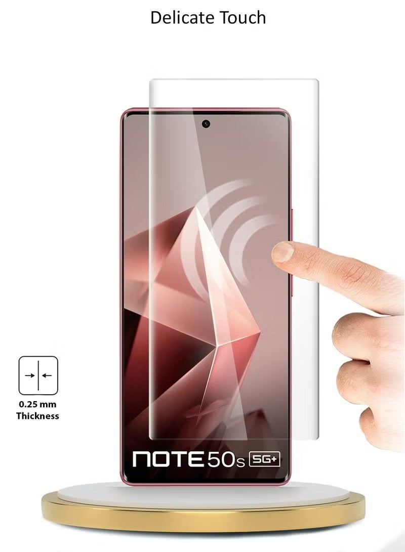 SNBFA 2Pcs Infinix Note 50s 5G 2025 Premium Curved Edges UV Full Glue Full Cover Tempered Glass Screen Protector  - Clear - Image 3