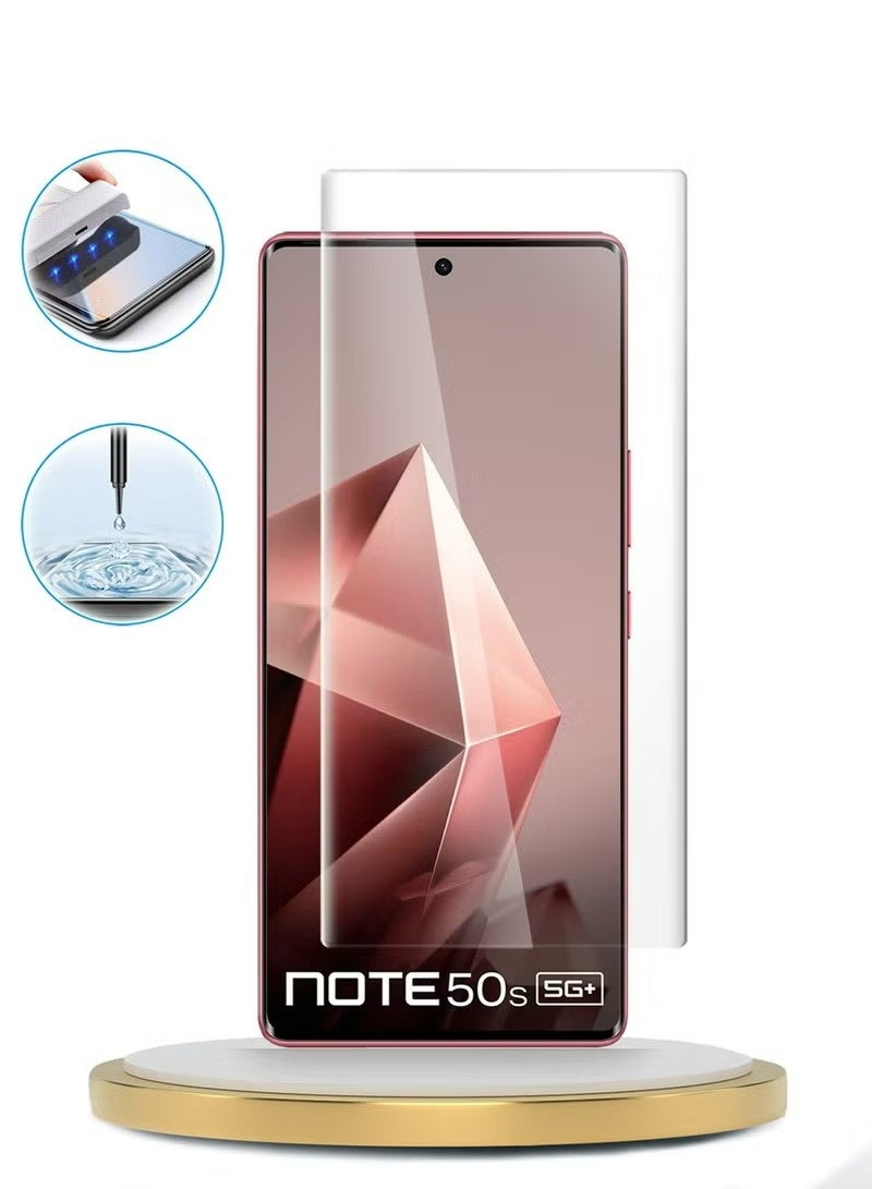 SNBFA 2Pcs Infinix Note 50s 5G 2025 Premium Curved Edges UV Full Glue Full Cover Tempered Glass Screen Protector  - Clear - Image 4