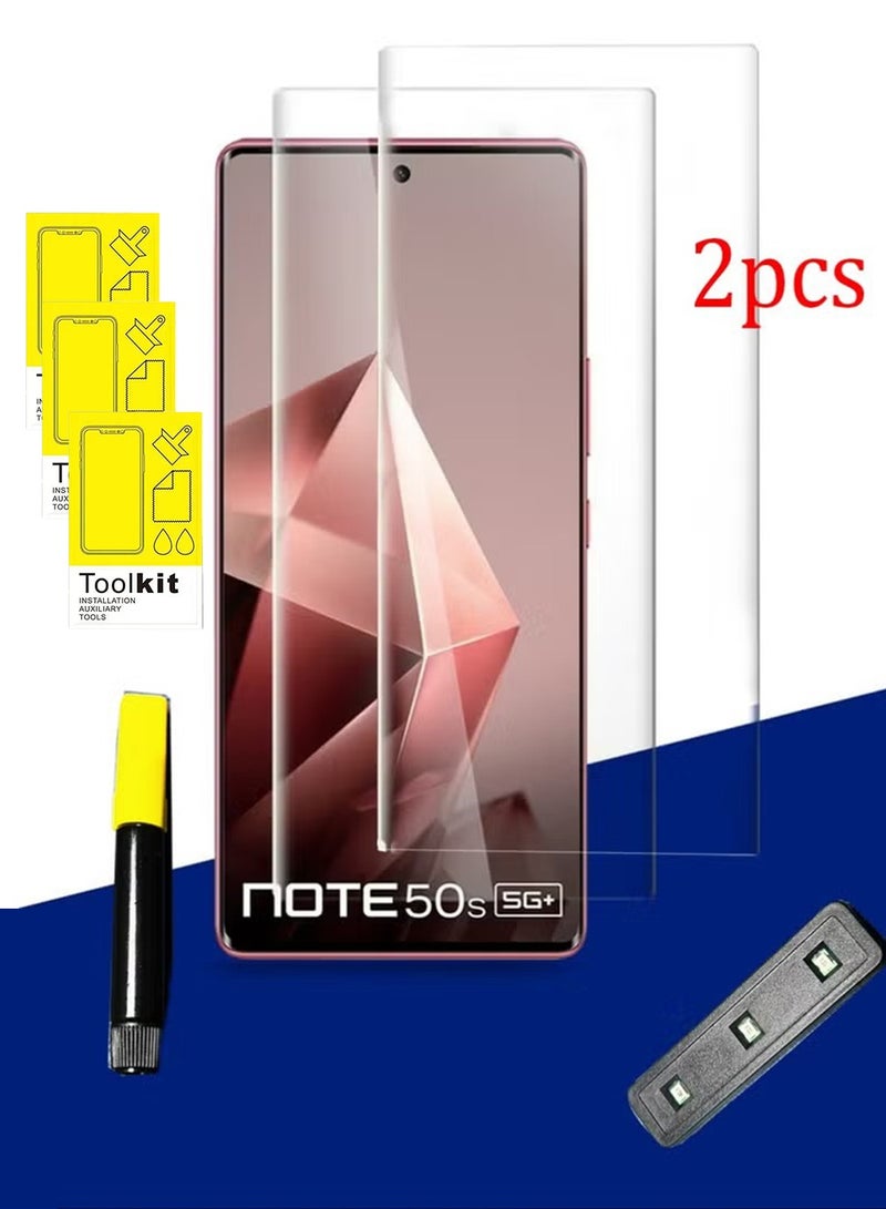 SNBFA 2Pcs Infinix Note 50s 5G 2025 Premium Curved Edges UV Full Glue Full Cover Tempered Glass Screen Protector  - Clear - Image 1