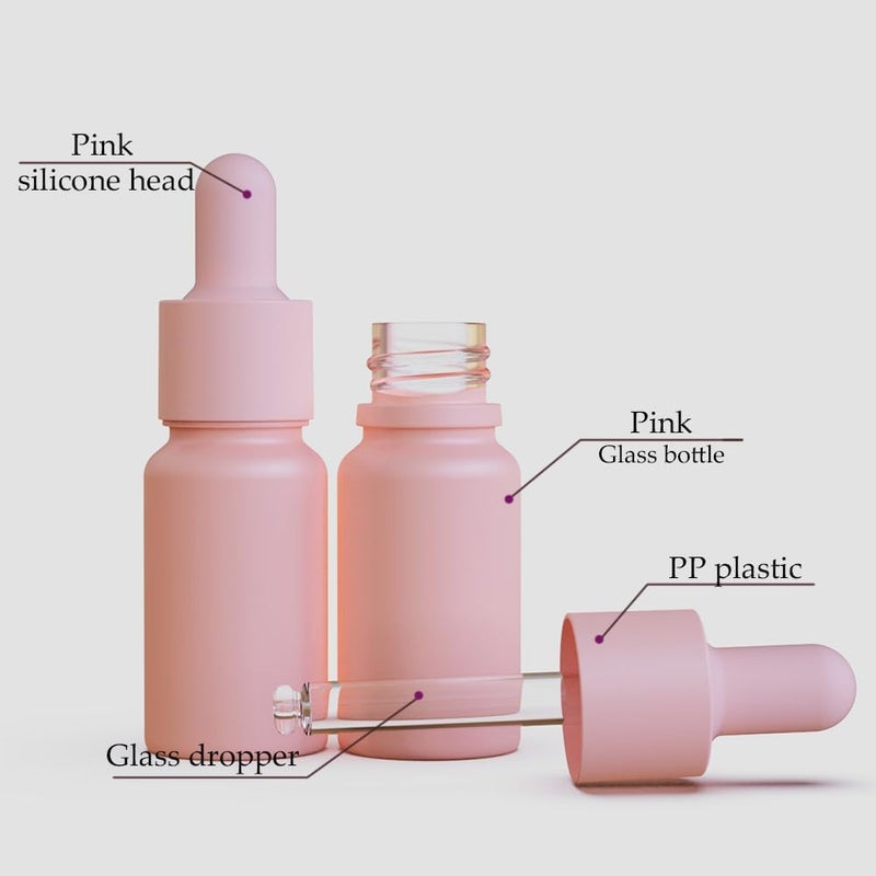 seafulee 1/3 oz Pink Coated Glass Dropper Bottles (10ML) with Glass Eye Dropper, UV Safe Bottles for Essential Oils and Aromatherapy (Pack of 12) - Image 2