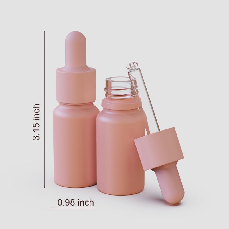 seafulee 1/3 oz Pink Coated Glass Dropper Bottles (10ML) with Glass Eye Dropper, UV Safe Bottles for Essential Oils and Aromatherapy (Pack of 12) - Image 3