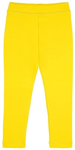 Lilax Girls' Basic Solid Full Length Cotton Soft Leggings (2T, Yellow) - Image 3