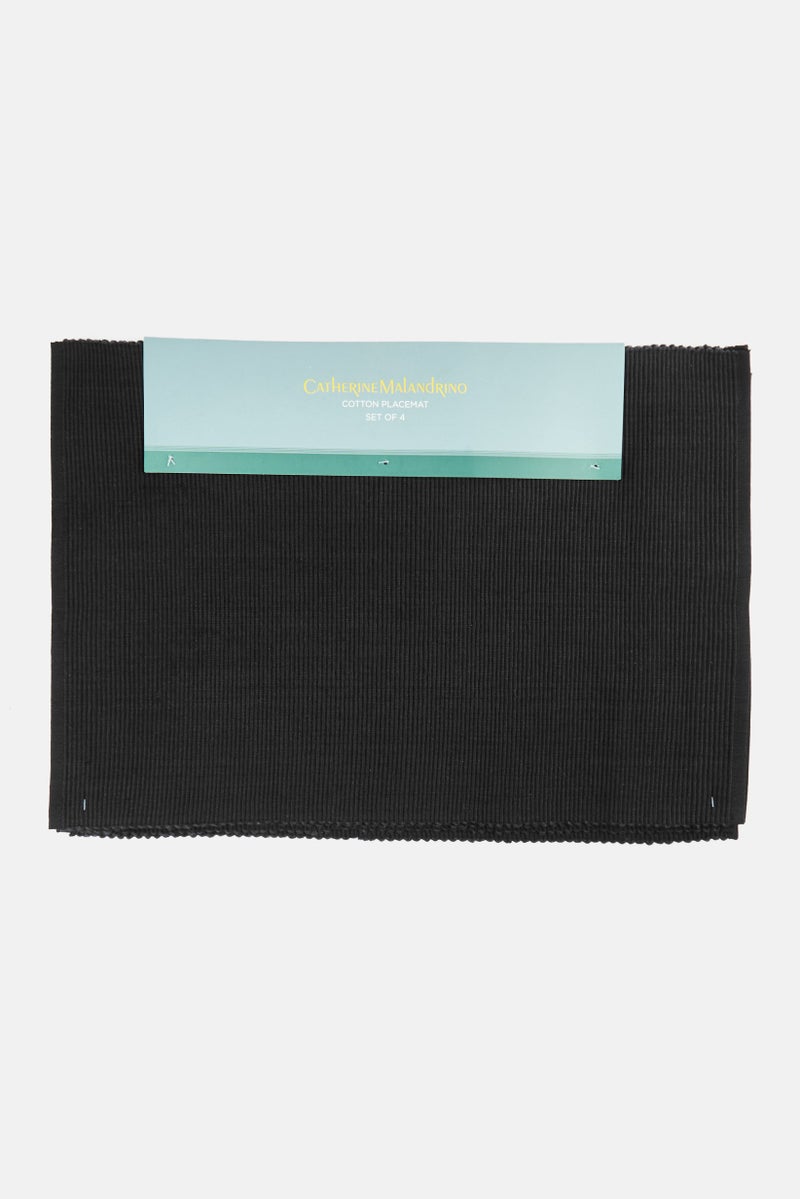 Catherine Malandrino 4 Pieces Plain Cotton Place Mats, Navy  - Image 1