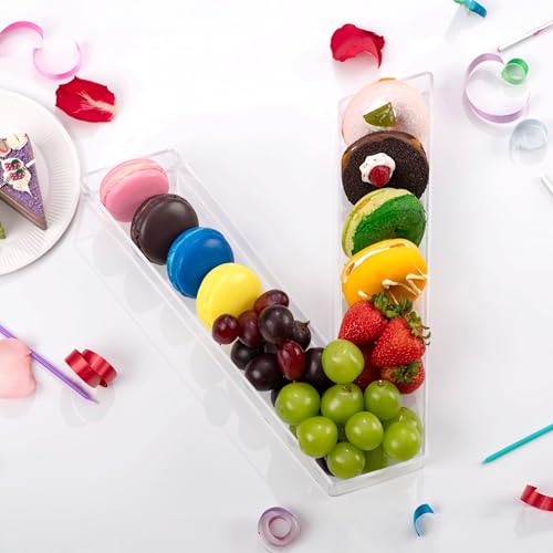 KEVJES 11" Clear Acrylic Letter & Number Charcuterie Tray-Reusable Fillable Alphabet Box for Displaying Candy,Cake,Snacks– Party Dessert Serving Plate for Birthday, Wedding Anniversaries, Baby Shower (V) - Image 2