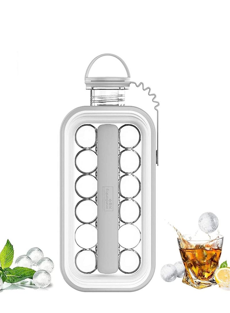 ELTRAZONE Portable Ice Ball Maker 2 in 1 Sanitary Ice Cube Trays for Freezer Round Ice Cube Mold Makes 17 Cubes,Ice Maker Bottle with Lid Easy Release - Image 1