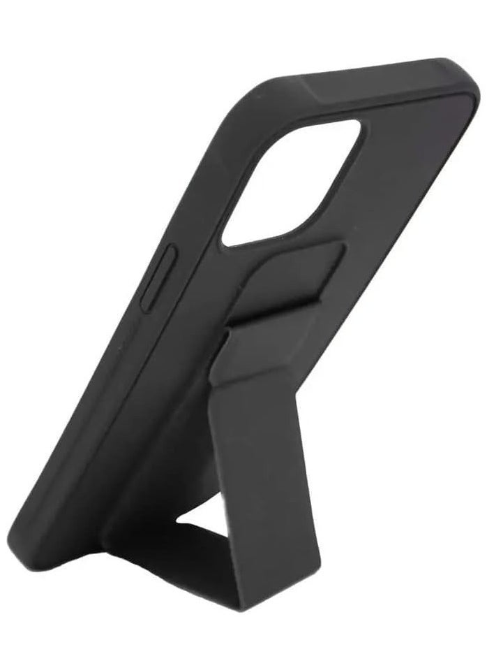 Raxoom Case for iPhone 15 Pro Max Cover Black Magnetic Car Mount Kickstand & Holder, Premium Silicone Vertical & Horizontal Hand Strap and Grip with Multi Stand (Black) - Image 5