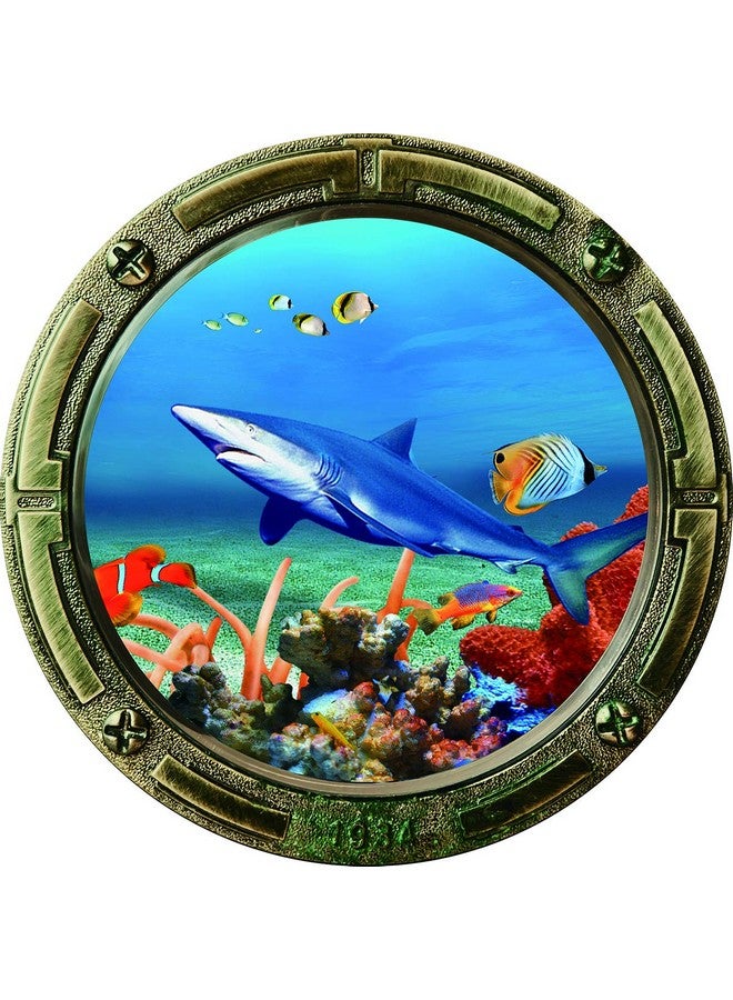Boodecal Unsersea Series Porthole Fake Window Removable Wall Decals Swimming Shark Art Sea Fish Waterproof Wall Stickers For Childrens Playroom Nursery Bathroom 18 Inches X 18 Inches - Image 1