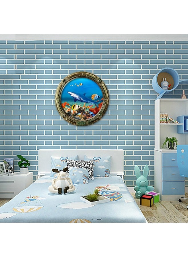 Boodecal Unsersea Series Porthole Fake Window Removable Wall Decals Swimming Shark Art Sea Fish Waterproof Wall Stickers For Childrens Playroom Nursery Bathroom 18 Inches X 18 Inches - Image 3