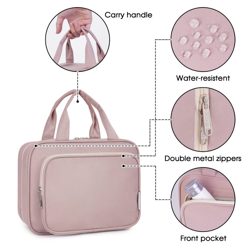 Narwey Hanging Toiletry Bag for Women Travel Makeup Bag Organizer Toiletries Bag for Travel Size Essentials Accessories Cosmetics (Dusty Rose (Medium)) - Image 3